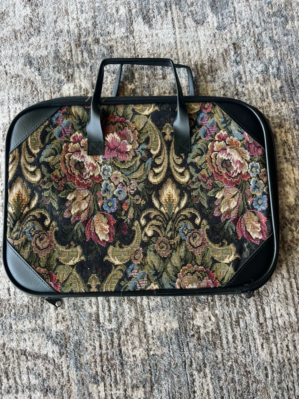 Vintage 90’s Tapestry Floral Travel Case - Black Trim